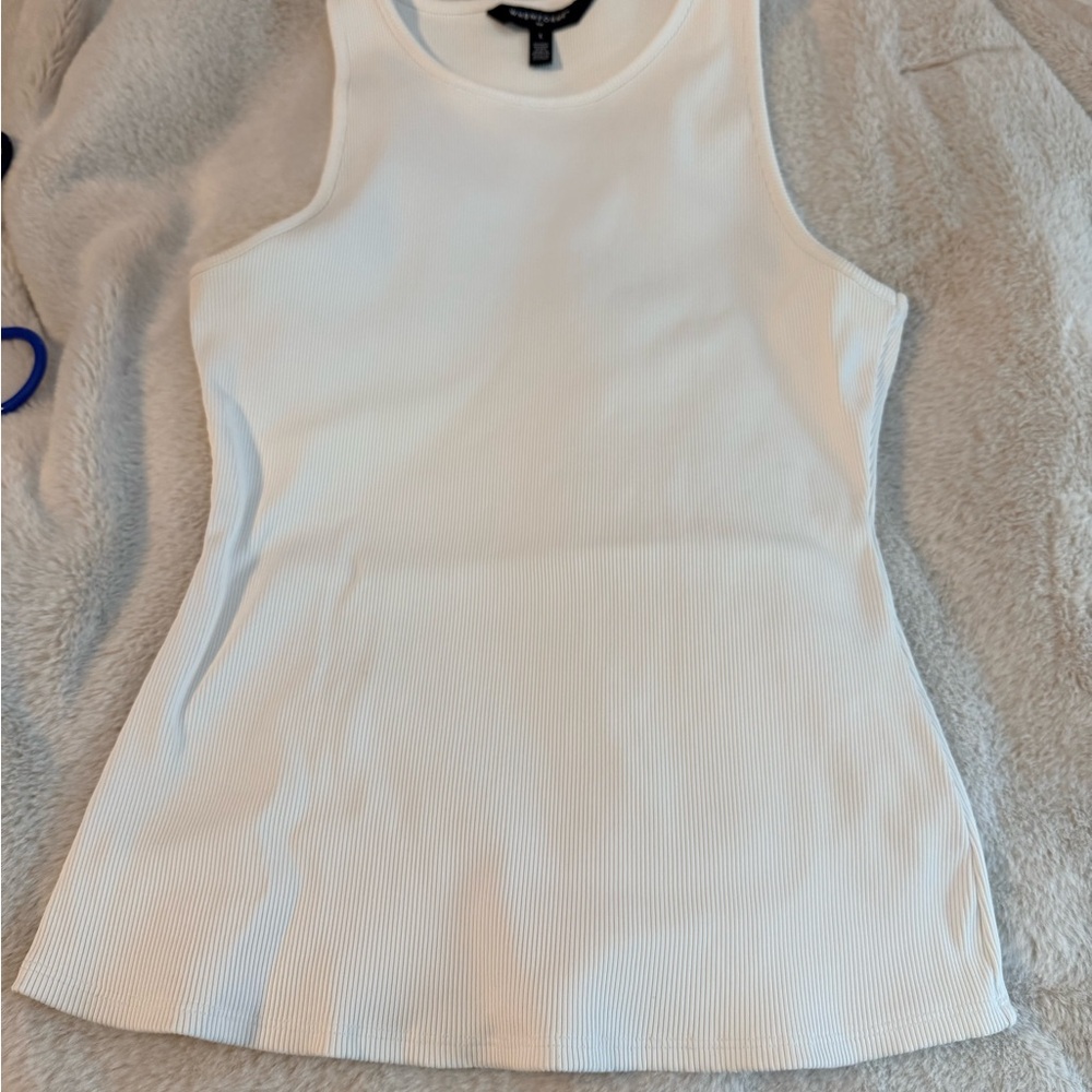 White House Black Market White Ribbed Tank